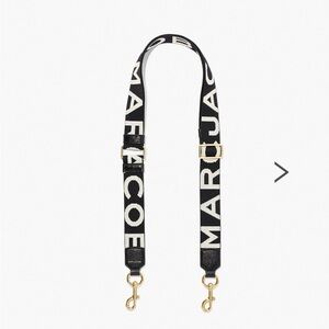 Marc Jacobs Black and White Logo Strap with Gold Accents